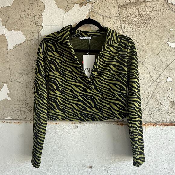 Zara Zebra Print Two Piece Set Crop Top + Flare Pants NWT Women S Y2K Streetwear - Picture 3 of 10